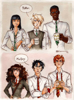  I love this so much especially Malfoy’s mug!  Drawn by CaptBexx 