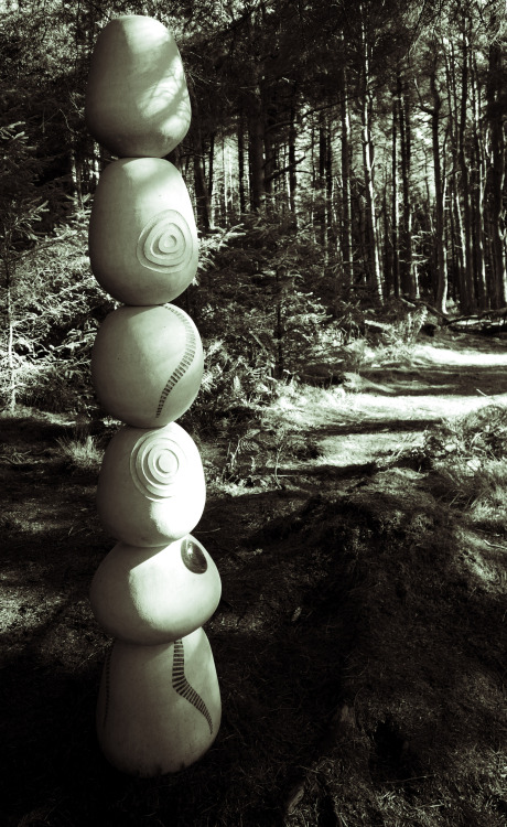 The Pendle Sculpture Trail at Pendle Wood, near Pendle Hill, Lancashire. The works are inspired by t