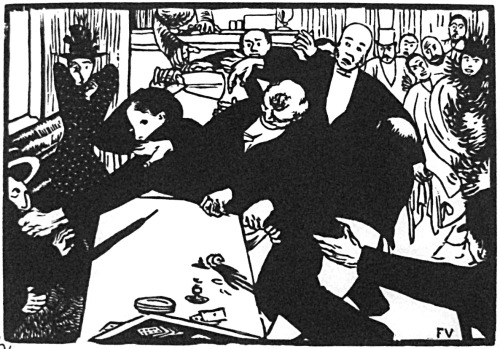 The brawl at the scene or cafe, 1892, Felix Vallotton