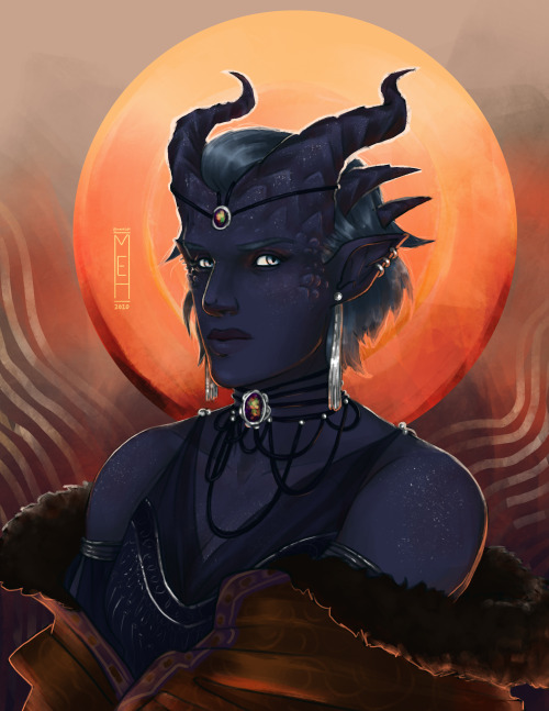 first art of the new year! another npc for my campaign - famous tiefling bard with questionable fey 