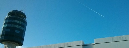 American Airlines #127 (Boeing777) DFW-PVG over YVR
The tower is about 205 feet tall. The jet is at about 34,000ft