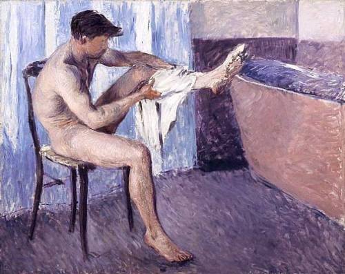enchantemoimerlin:   Gustave Caillebotte (1848-1894)     Homme s'essuyant la jambe, 1884   