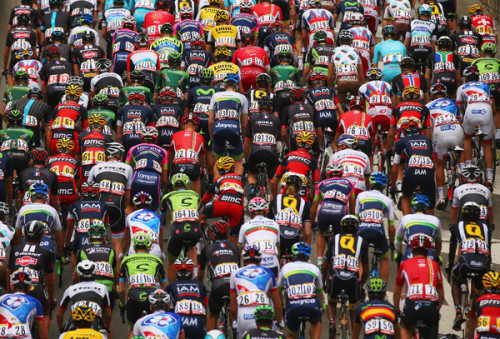 fuckyeahcycling: The peloton rides at the start of stage four of the 2015 Tour de France, a 223.5km 