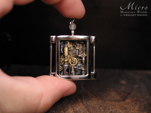  Hello everyone! This is my latest work, a miniature factory created inside a watch case. Most of it