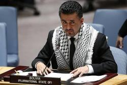 palestina:  Bolivia Representative to UN wearing the Palestinian Keffiyeh at the UN Session during the discussion of the Israeli aggression on GAZA. 