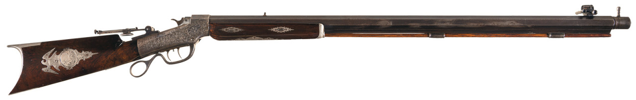 peashooter85:  Engraved and silver mounted Ballard single shot target rifle crafted
