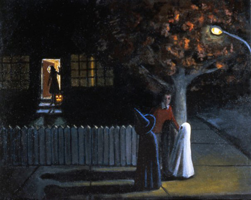 sherylhumphrey: Trick or Treat. Oil on canvas, 16 x 20 in. © 1985 by Sheryl Humphrey. From the Night