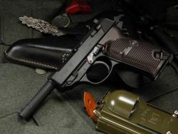 gunrunnerhell:  Walther P38 The German service pistol that replaced the Luger PO8. Chambered in 9x19mm, it was cheaper and easier to mass produce than the somewhat complicated Luger. Wartime examples can be worth quite a bit but the P38 was also made