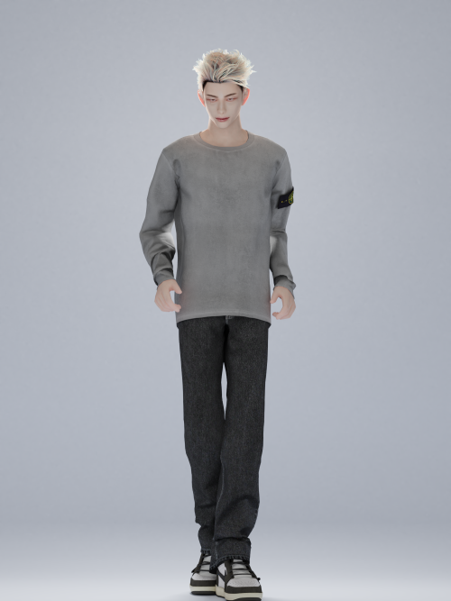 xionsims: XION OUTFIT SET 07-Stone island garment dyed LS tee-Straight black jeans I’m sorry I