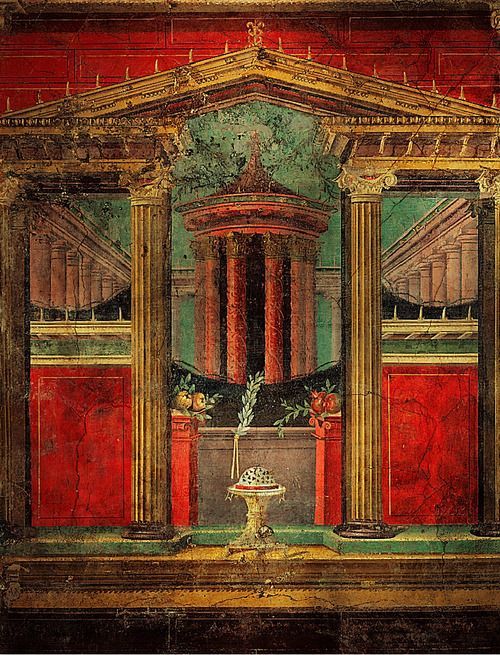 kutxx:  1. Roman wall painting, Example of Second Style (Architectural style) 50-40