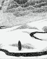 decomposion:  Art history meme (x) - 4/8 artists - Edward Gorey  But then the demon, much too soon, Returned one Sunday afternoon  