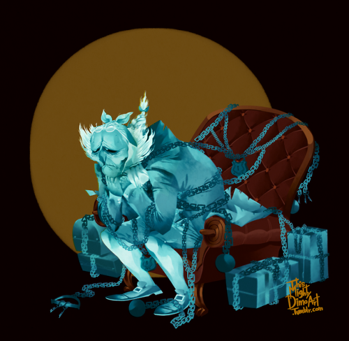 commission I did for @incurablenecromantic a while back of sad good ol’ Marley from A christma