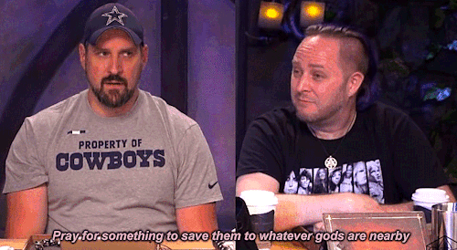 Taliesin Jaffe as Caduceus Clay speaking to Travis Willingham as Fjord.
Caduceus: Pray for something to save them to whatever gods are nearby