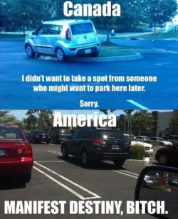 wannajoke:  Canadian parking vs. American parking http://wanna-joke.com/canadian-parking-vs-american-parking/