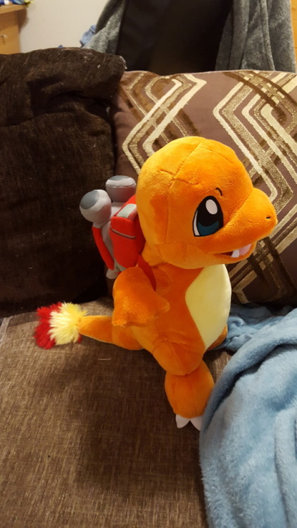 New charmander teddy bear with added fire safety backpack