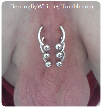 piercingbywhitney: There’s one you don’t see very often.Triple #Guiche piercing with 10g circular ba