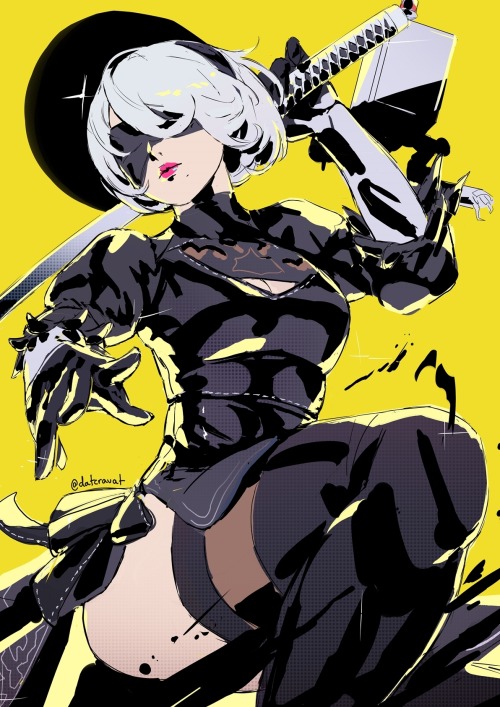 datcravat:My art of 2B who I’m very gay for  prints | patreon    