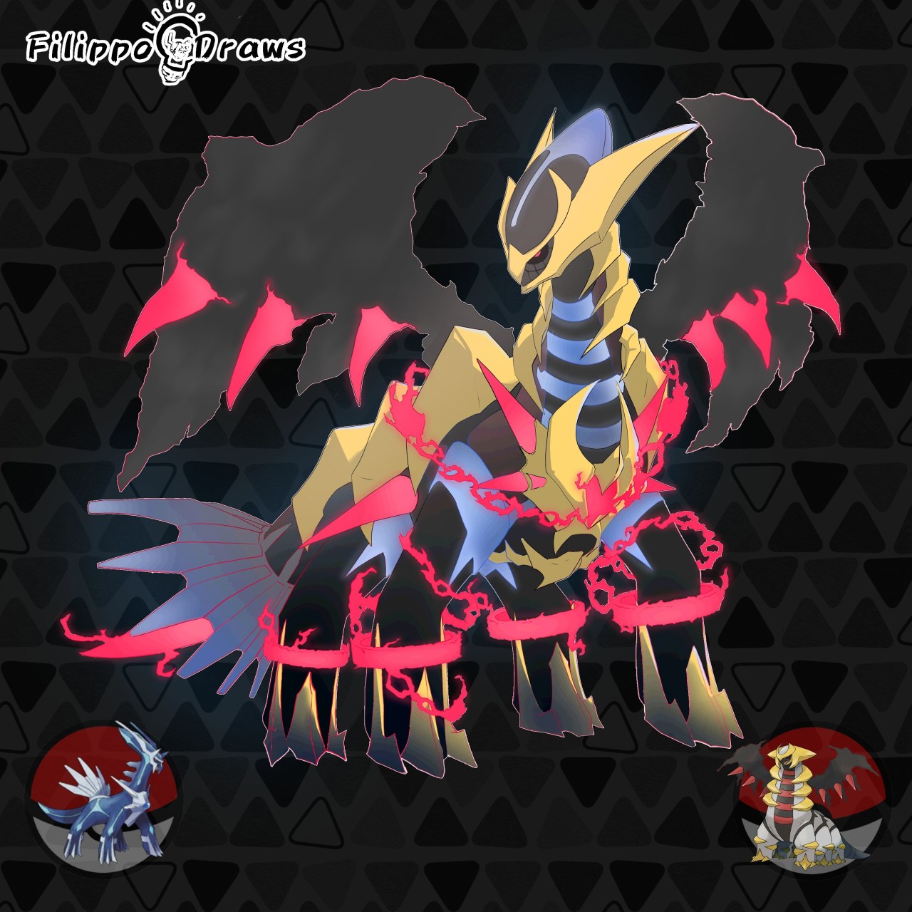 X 上的VilliamBoom：「One of my favs fusions I did! #giratina #palkia #dialga  #pokemon #pokefusion #pokemonfusion #pokemonfanart #fanart #villiamboom  #art #artwork #digitalart  / X