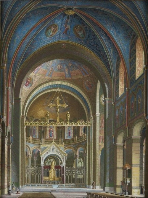 Theodor Groll ( 1857 - 1913)“Interior Of St. Maria In Capitol With Figures Staffage”