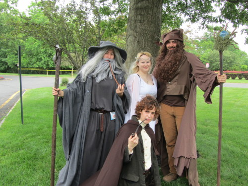 rhableahcar:   Spent Friday and Saturday walking around as Gandalf the Grey, which I think turned out alright, considering I’ve never cosplayed before. My friends were Galadriel and Radagast the Brown. I don’t know who Bilbo, Fili, and Kili are so