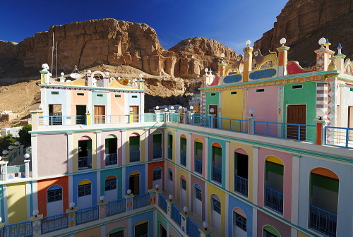 baleqeesofsheba: Colorful buildings in an ancient valley, Yemen