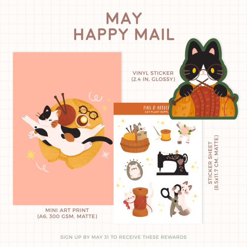 May’s Patreon happy mail theme is Pins & Needles Sign up now for these rewards!