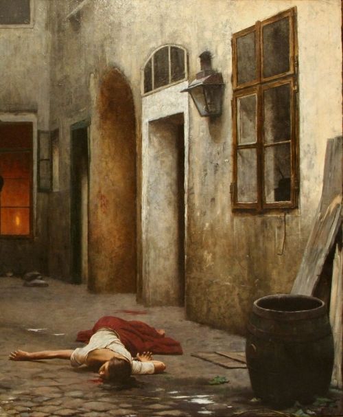 houseofhuttary: Murder in the House (Detail) by Jakub Schikaneder 1855–1924