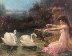 midnight-summerx:“At the Swan Lake” (detail) - Hans Zatzka