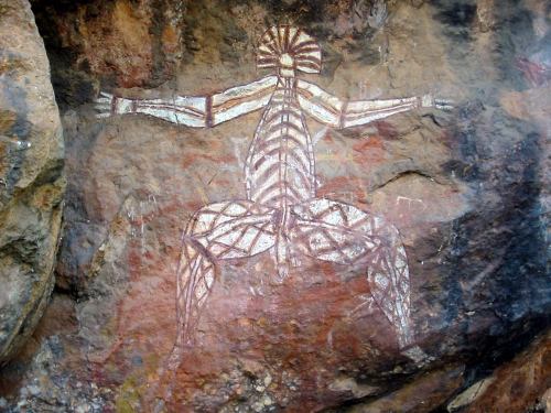 Aboriginal rock art at the Anbangbang Rock Shelter, Kakadu National Park, Australia.