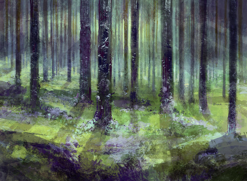 sssscomic:Quickie pine forest painting out of inspiration after an early morning walk in the woods. 