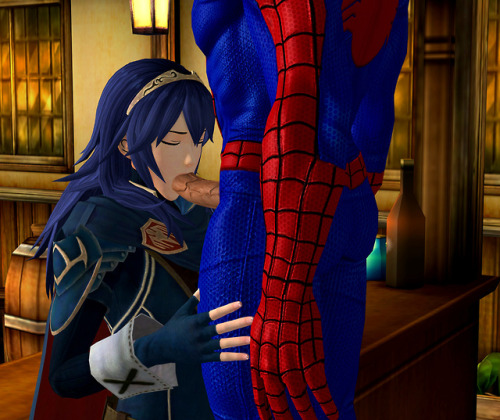 Lucina giving Spider-Man head