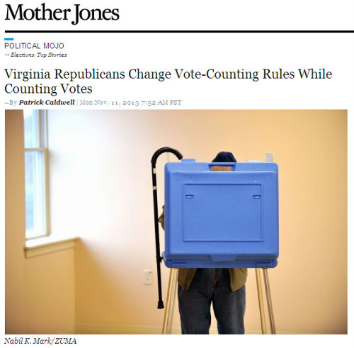 corporationsarepeople:
“ quickhits:
“ GOP stealing the VA Atty. Gen. election.
Republicans trying to steal an election? Must be a day ending with a Y.
”
Well if you can change the rules in the middle of a presidential election recount, surely you can...