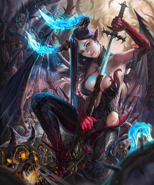 Demon Sword girl(r​evise)  A BUBU www.artstation.com/artwork/1Zvke