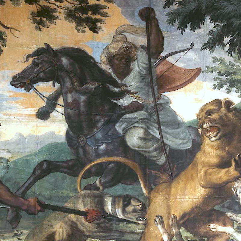 medievalpoc:  Pieter Boel; Abraham DiepenbeekDesign painting for a tapestry: Lion