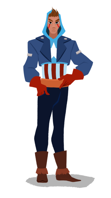 Perhaps an idea for a native american teenage Captain America? Just a doodle off the top of my head 