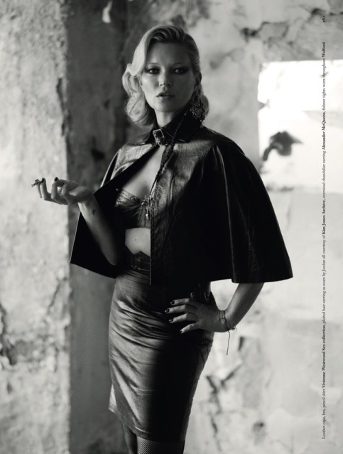 designerleather:Kate Moss - Vivienne Westwood Sex collection leather cape, bra and pencil skirt