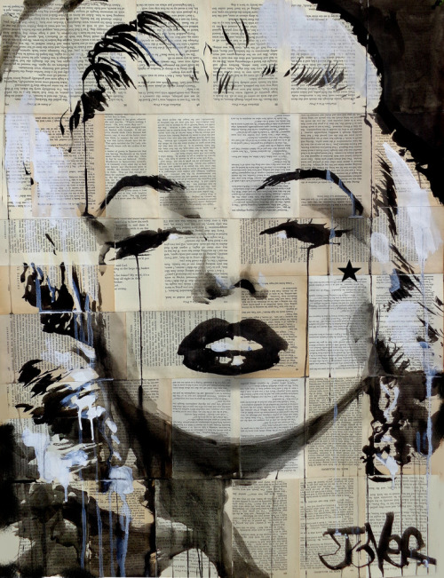  BEAUTIFUL FEMALE PORTRAITS ON VINTAGE BOOK PAGES BY LOUI JOVER 