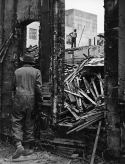 yesterdaysprint:Tenement houses being demolished to become part of the Michael Reese hospital as part of an urban renewal plan, Chicago, ca. 1955 Very often urban renewal was just a synonym for negro removal.  