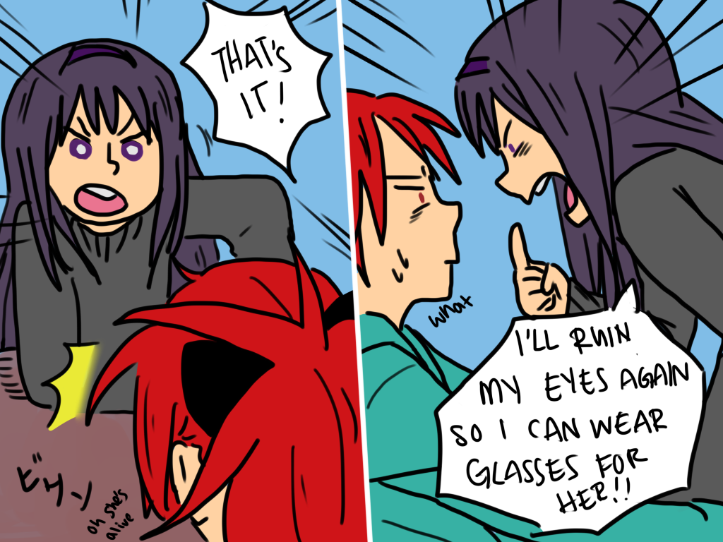 rokettoenpitsu:  Love is blind(ness) for our dear Homura-chan 
