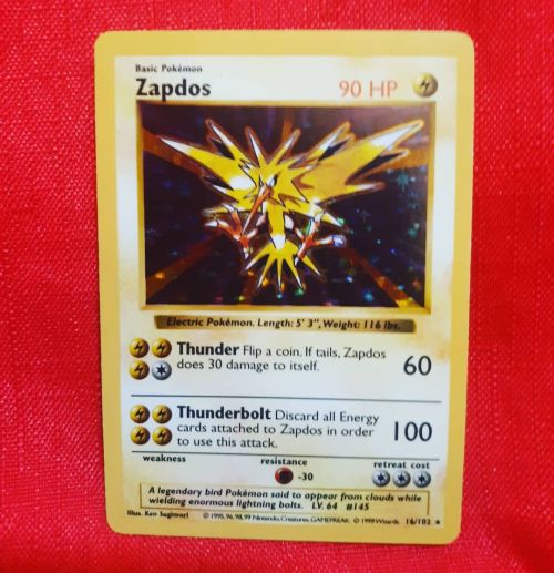 Today’s eBay spotlight (Seller ID: RadioIndy)! Pokémon TCG Zapdos foil from 1999! A shiny holo