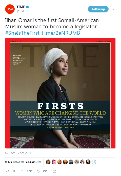 profeminist: Ilhan Omar is the first Somali-American Muslim woman to become a legislator #SheIsTheFi