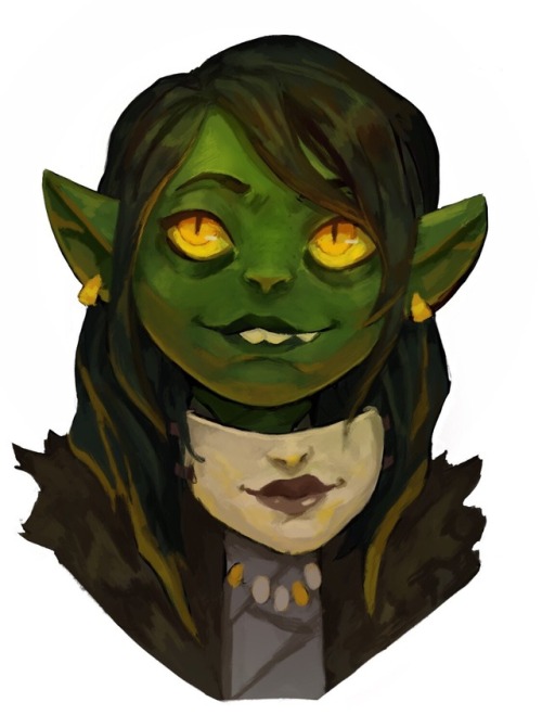 criticalrole-described:busy-matches:Finally done a proper painting of Nott[id: bust-up art of a roun