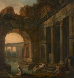 centuriespast:Ruins of Classical Baths with Nymphs Bathing (a set of six decorative wall panels)Antonio Zucchi (1726–1796)National Trust, Saltram