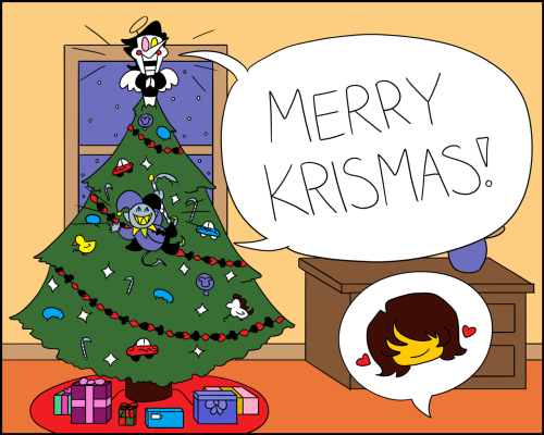 Spamton and Jevil are getting festive for the holiday!