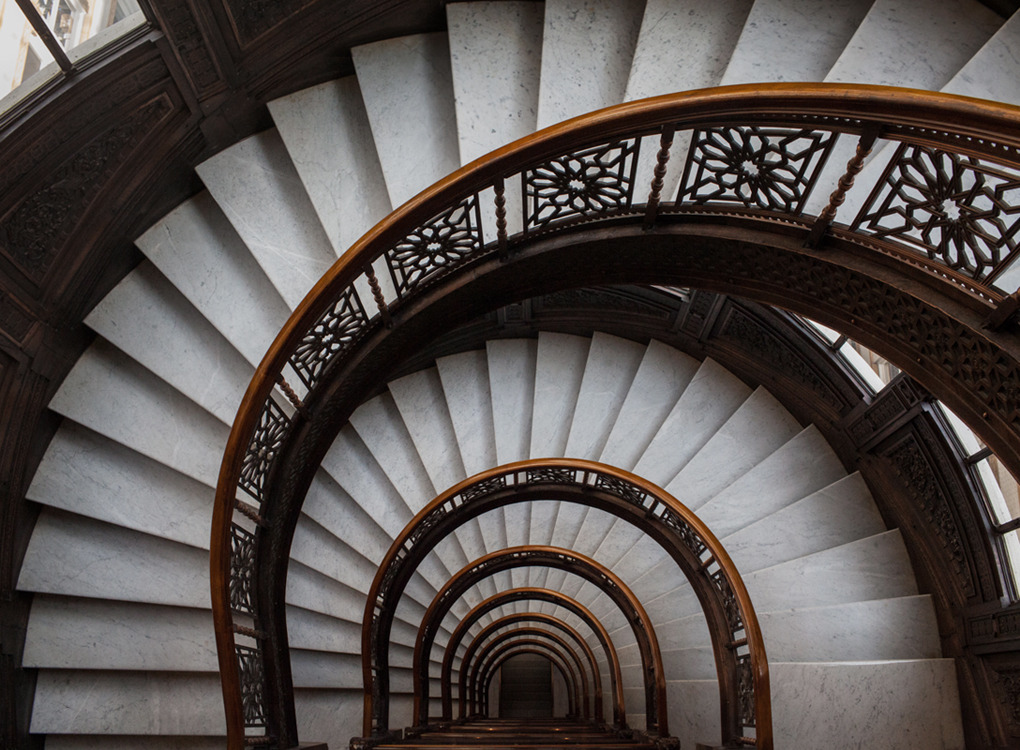unmodernman:  Frank Lloyd Wright staircase The Rookery Building, Chicago 