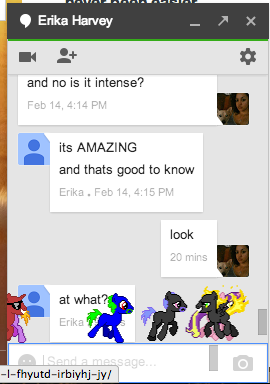 Google Hangouts - typing “/ponystream” will make ponies run across the chat window.
More info