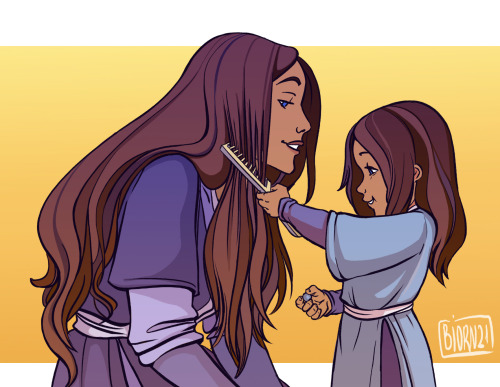 biorn21: Little Katara with her mom and their daily morning ceremonies