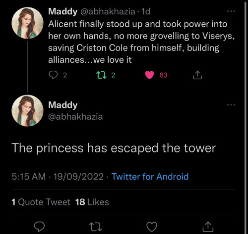 You Know This Twitter Interaction Is Making Me Think How Alicent And Sansa Are Foils.