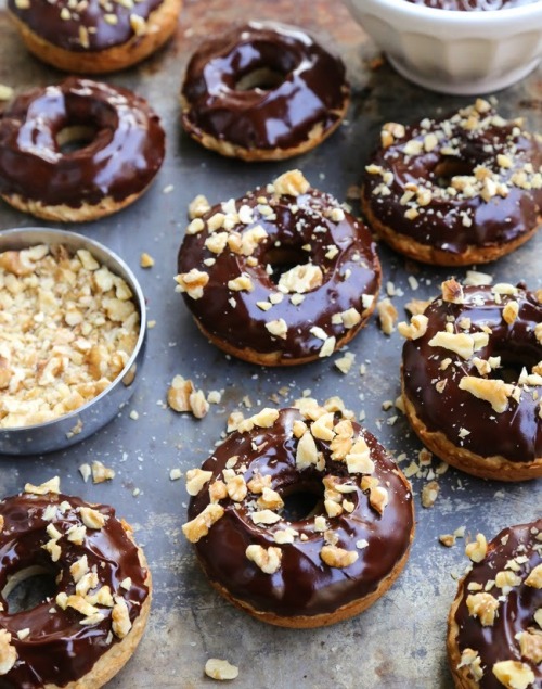 Banana Oat Donuts with Chocolate Ganache