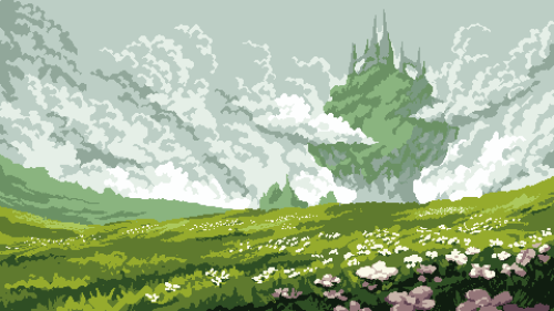 Rough magical plains castle landscape. Dont plan on finishing it anytime soon, so I figured I should